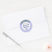 Blauwe gingham bloemenbosbessenjam label (Envelop)