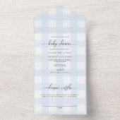 Blauwe gingham in één baby shower uitnodiging (Binnen)