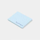 blauwe gingham notities post-it® notes (Schuin)