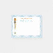 Blauwe Gingham Sportballen Kinderen Douane Lunch B Post-it® Notes (Voorkant)
