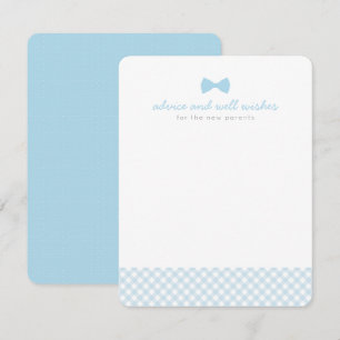 Blauwe gingham stropdas schattig baby shower advieskaart