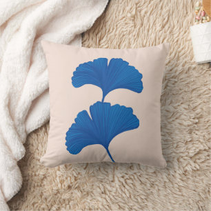 Blauwe Ginkgo Leaf achtergrondkleuren Kussen