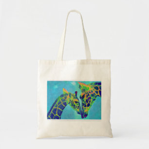 blauwe girafakas tote bag