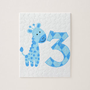 Blauwe Giraffe 3e verjaardag Legpuzzel