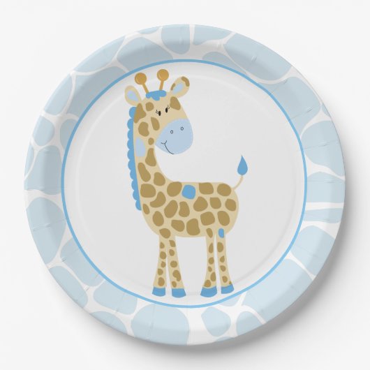 Blauwe Giraffe Borden Papieren Bordje (Voorkant)