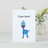 Blauwe giraffe feestdagenkaart (Staand voorkant)