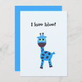 Blauwe giraffe feestdagenkaart (Voorkant / Achterkant)