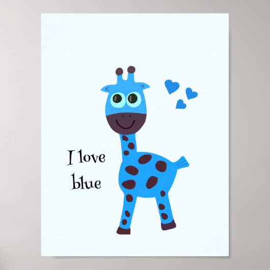Blauwe giraffe poster (Voorkant)
