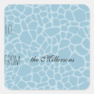 Blauwe Giraffe Print Gift Label