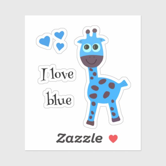Blauwe giraffe sticker (Vel)