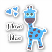 Blauwe giraffe sticker (Voorkant)