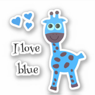 Blauwe giraffe sticker
