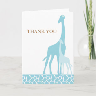 Blauwe Giraffes Baby shower Hartelijk dank Bedankkaart