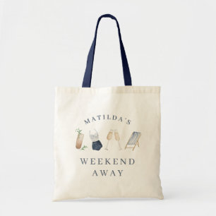 Blauwe girale moderne drinken bachelorette weekend tote bag