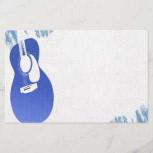 Blauwe gitaar briefpapier