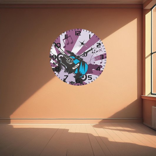 Blauwe gitaar grote klok