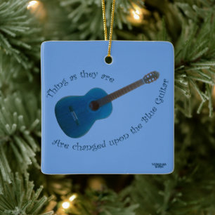Blauwe gitaar keramisch ornament