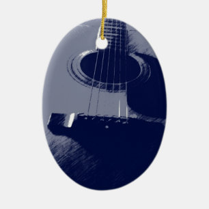 Blauwe gitaar keramisch ornament