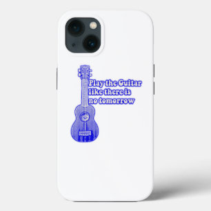 blauwe gitaar met inspirerend woorden iPhone 13 hoesje