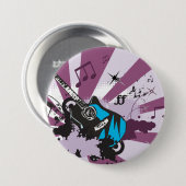 Blauwe gitaar ronde button 7,6 cm (Voorkant /achterkant)