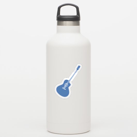 Blauwe gitaar sticker (Waterfles)