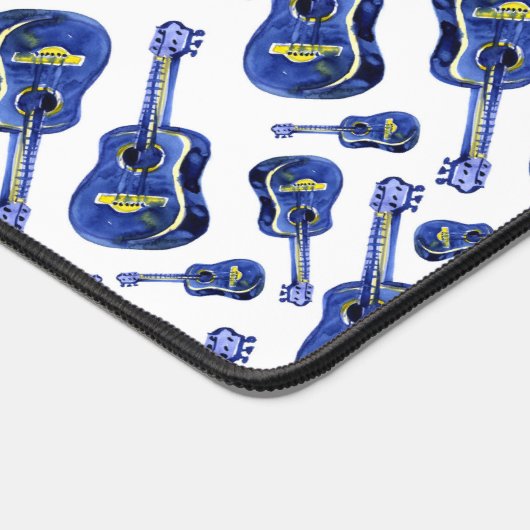 Blauwe gitaren patroon monogram bureaumat (Hoek)
