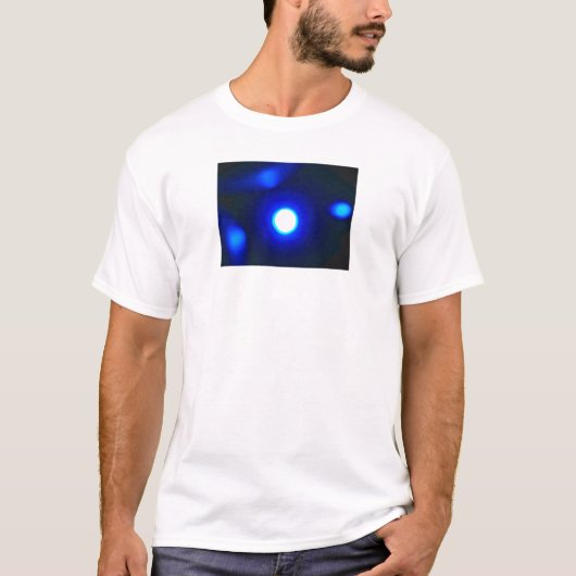 "Blauwe glanzen" Witte T-shirt (Voorkant)