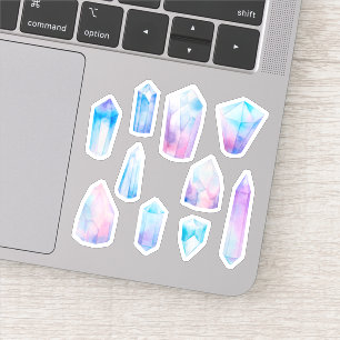 Blauwe glanzende kristallen sticker