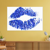 Blauwe glazen lippen canvas afdruk (Insitu (Woonkamer))