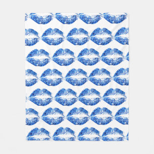 Blauwe glazen lippen fleece deken