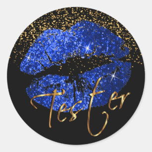 Blauwe glazen lips 3 - Tester Ronde Sticker