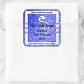 Blauwe glazige mousserende sterren Productlabels L Vierkante Sticker (Tas)