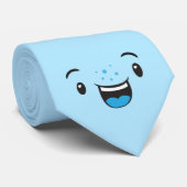 Blauwe glimlach Stropdas Mannen Kawaii Face (Opgerold)