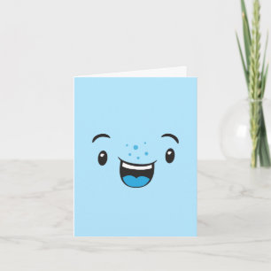Blauwe glimlachende Kawaii Face Note Card Kaart
