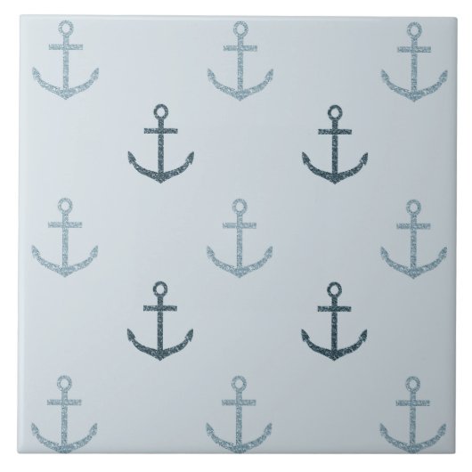Blauwe glitter ankers tegeltje (Voorkant)