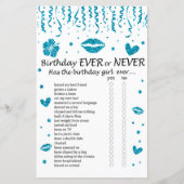 Blauwe glitter Birthday Ever of Nooit Game (Voorkant)