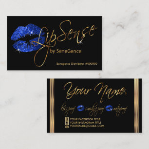 Blauwe glitter en goud visitekaartje