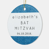 Blauwe glitter, Glitter Background, Bat Mitzvah Keramisch Ornament (Links)