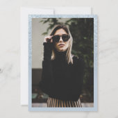 Blauwe glitter-grensscriptfoto Sweet 16 Kaart (Achterkant)