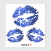 Blauwe glitter lippen - Kiss-Cut Sticker (Vel)