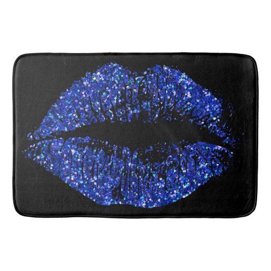 Blauwe glitter Lips #2 Badmat (Voorkant)