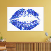 Blauwe glitter Lips #2 Canvas Afdruk (Insitu (Woonkamer))
