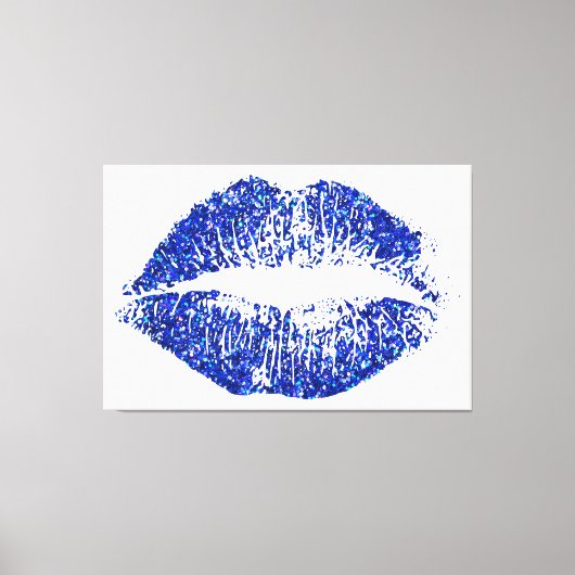 Blauwe glitter Lips #2 Canvas Afdruk (Voorkant)