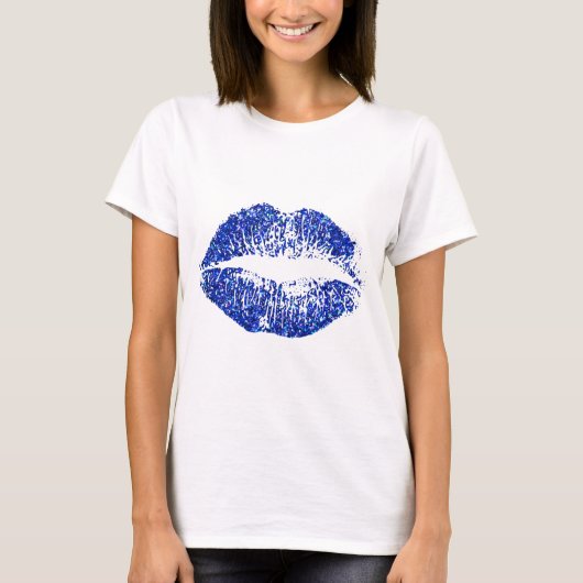 Blauwe glitter Lips #2 T-shirt (Voorkant)