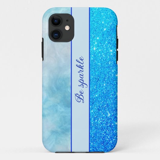 Blauwe Glitter - marmeren iPhone Case (Achterkant)