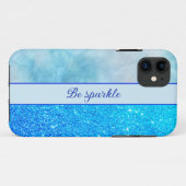 Blauwe Glitter - marmeren iPhone Case (Achterkant (horizontaal))
