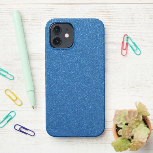 Blauwe glitter, sprankeling, glitterachtergrond iPhone hoesje (Op bureau)