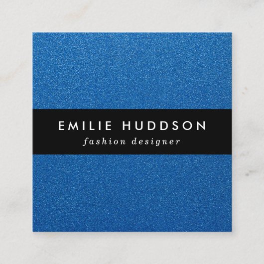 Blauwe glitter, sprankeling, glitterachtergrond vierkante visitekaartje (Voorkant)