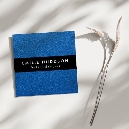 Blauwe glitter, sprankeling, glitterachtergrond vierkante visitekaartje