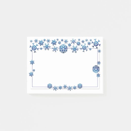  blauwe glitter Winter Snowflakes Kerstmis Post-it® Notes (Voorkant)